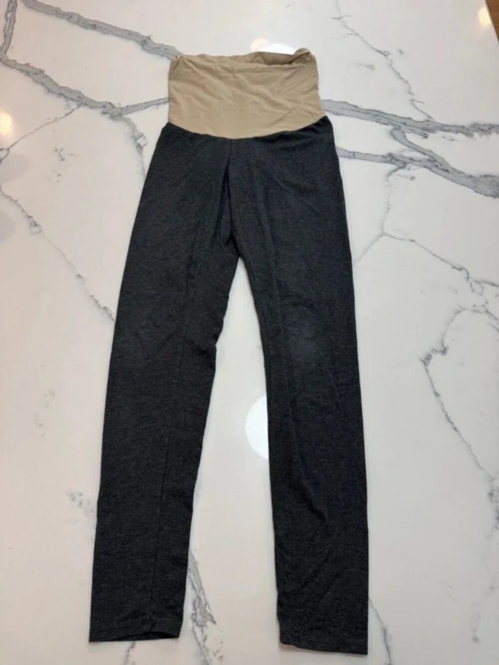 Motherhood Maternity Womens Gray Leggings with Belly Panel S